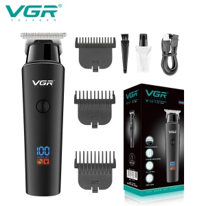 Aparat de tuns profesional VGR V-937, Autonomie 500 minute, Afisaj LED Digital, Lamă din Otel Inoxidabil, Negru