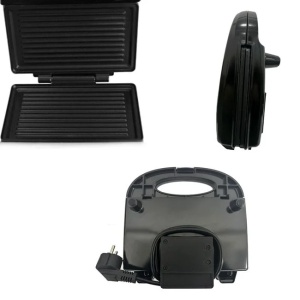 Aparat sandwich grill cu carcasa din inox, Putere 750W, Negru - Img 2