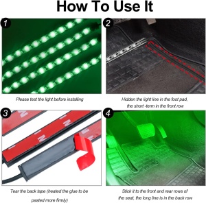 Banda LED auto cu control din aplicatie, culori RGB, lumini ambientale in interiorul masinii - Img 7