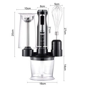 Blender RAF R3010, 4 in 1, 1600W, cu recipient de 500ml, de 600 ml si tel, lame din otel, 41 cm, negru-argintiu - Img 7