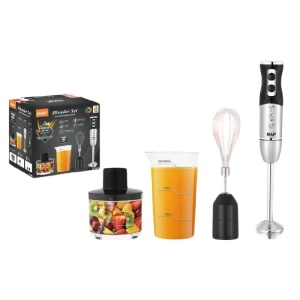Blender vertical RAF R3008, 1600W, 4 lame din otel, cu recipient de 500ml, de 600ml si tel, negru-argintiu - Img 3