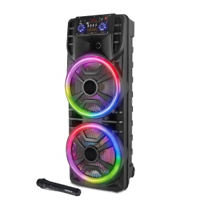 Boxa Portabila cu 2 Difuzoare x 12", Bluetooth, 80W, Super Bass, Microfon, Telecomanda, 6000 mAh, RGB, Negru - Img 9