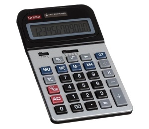 Calculator 12 Cifre, Virgula Zecimală Flotantă, 1 baterie inclusa, argintiu