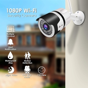 Camera de supraveghere IP, WiFi, PIR, IR, IP66, 2 cai audio, alerta, HD 1080P, pentru exterior, alb cu negru - Img 2