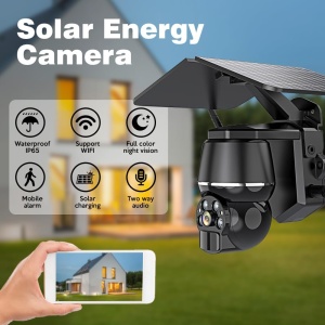 Camera de supraveghere solara wireless Andowl 4MP, de exterior, cu senzor miscare si panou solar, IR, negru - Img 5
