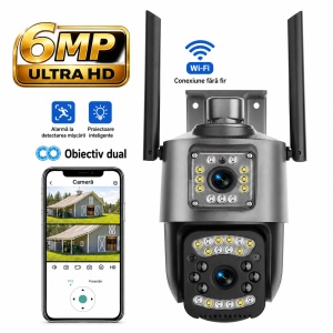 Camera de supraveghere V380 PRO - Conectivitate Wifi- 2 Lentile - PTZ Rotativ - 6MP Ultra HD