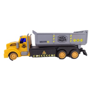 Camion de jucarie cu telecomanda, sunete si lumini, pentru copii de 3 ani+, scara 1:48, plastic, 20 cm lungime, portocaliu-gri - Img 2