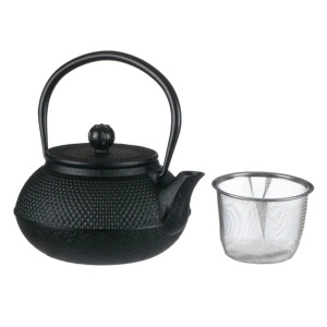 Ceainic din fonta, design in relief, capacitate 600ml, negru - Img 1