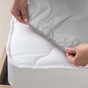 Cearceaf din bumbac cu elastic pentru pat dublu, Dimensiune 160x200cm+28cm, Culoare gri - Img 2