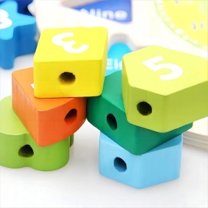 Ceas educativ din lemn, 3 in 1, pentru copii 3 ani+, diametru 22 cm, multicolor - Img 6