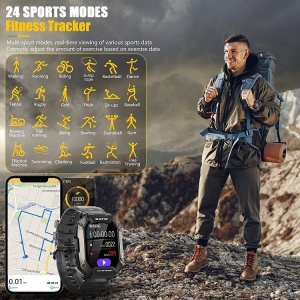 Ceas Smartwatch Sport, Model SATM Army D20, Bluetooth, IP67, Monitorizare 24h, Activitati Fizice, Negru - Img 2