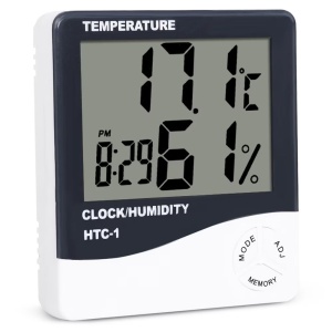 Ceas, Termometru si Higrometru HTC 1, 3 in 1, Temperatura, Statie Meteo, Umiditate, Ceas, Alarma, Alb - Img 6