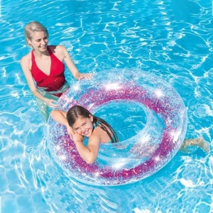 Colac Gonflabil, Intex, Ø119cm, Transparent cu Glitter Roz - Img 3