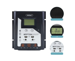 Controller tensiune panou solar Andowl MPPT20A, 12/24V, afisaj LCD, MPPT 20A, negru - Img 2