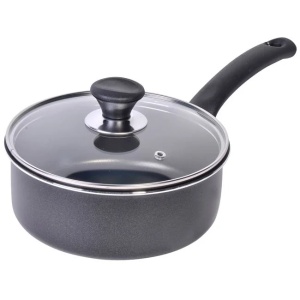 Cratita antiaderenta din teflon cu capac din sticla, Diametru 20cm, Culoare Negru