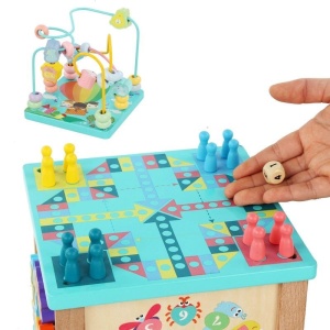 Cub Logic din lemn cu centru de activitati, Multifunctional 5 in 1, pentru copii 3 ani+ - Img 5