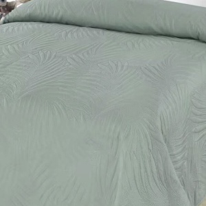 Cuvertura pentru pat dublu cu doua fete, Model frunze, Dimensiune 160x230 cm, Culoare verde menta