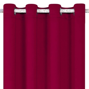 Draperie decorativa, tip blackout - nu lasa lumina sa treaca, cu inele, 140x260 cm, rosu bordo - Img 1