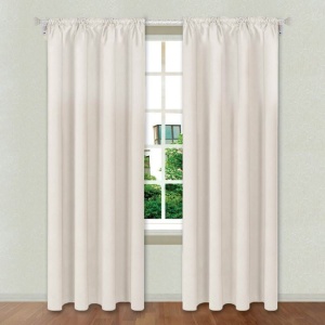 Draperie decorativa tip Blackout - nu lasa lumina sa treaca, cu rejansa, Dimensiune 140x260 cm , Crem - Img 2