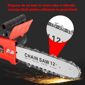 Drujba electrica cu lant si ungere automata, Lama 30 cm, 2 acumulatori 8Ah 48V, Putere 1800 W - Img 5