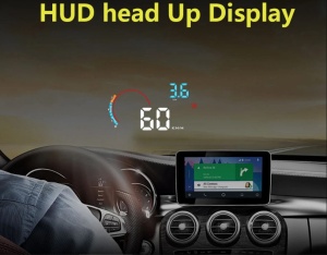 Ecran HUD Head-up display D2000 5.5", cu proiectie afisaj bord pe parbriz cu mufa OB2, cu alarma de viteza - Img 2