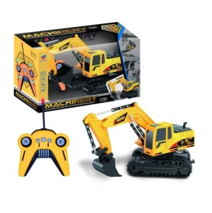 Escavator de jucarie cu telecomanda 2,4 GHz, copii 3 ani+, scara 1:20, 33x13x18.5cm, galben-negru - Img 1
