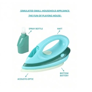 Fier de calcat de jucarie, cu spray pentru apa, sunete si lumini, din plastic, 21x10x11.4cm, verde - Img 2