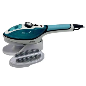Fier de calcat si perie cu abur, 2 in 1, 900W putere, capacitate 100 ml, vericala-orizontala, cu suport, compact, alb-albastru - Img 2