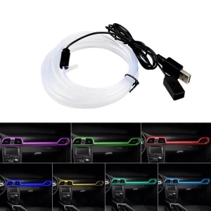 Fir RGB lumina ambientala auto, Lungime 3m, Alimentare cu mufa USB, 7 culori