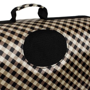Geanta pentru transport animale cu carouri, dimensiuni 48x22x26cm, negru-bej - Img 2