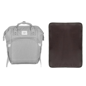 Geanta rucsac pentru scutece Mommy Bag, Material Sintetic, Dimensiuni 25x15x37cm, Culoare Gri - Img 5