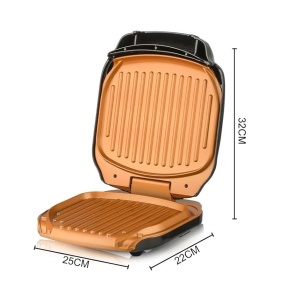 Gratar electric RAF R522, Putere 1000W, cu capac si placi antiaderente, Negru - Img 8