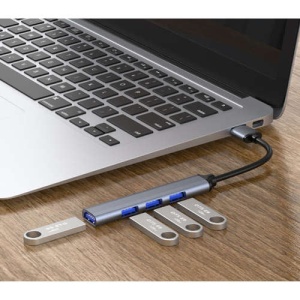 Hub USB cu 4 port-uri,Corp din aluminiu,Gri - Img 6