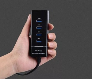 Hub USB cu 4 porturi USB 3.0, ultra slim, incarcare sau transfer de date, 5Gbps, negru - Img 2