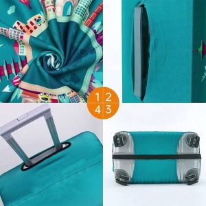 Husa de Protectie pentru Valiza, Verde, Model Avion si Monumente, 33L-35L - Img 2