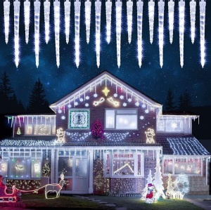 Instalatie lumioasa LED, cu 8 Turturi, Alb Cald, Alb Rece, Albastru si Multicolor, 3m - Img 3