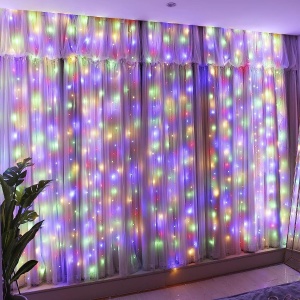 Instalatie Tip Perdea, Cablu Negru, 480 LED-uri, IP65, 6 x 2m, Lumina Alba Calda/Rece, Albastra, Multicolora - Img 4