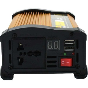 Invertor de tensiune auto Andowl KS500, 500W, 12V, 220V, 18 x 11 x 6.5cm, auriu - Img 3