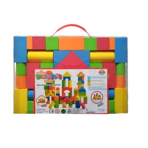 Joc de construit cu 41 piese din spuma, forme geometrice, pentru copii de 3 ani+, 31.5x21.5x4 cm, multicolor - Img 5