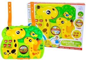 Jucarie cu efecte sonore si proiector pentru bebe, in forma de girafa - Img 1