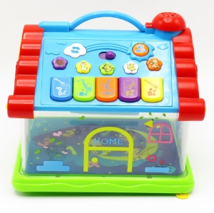 Jucarie interactiva casuta cu proiectii, lumini si melodii, copii 1.5 ani+, 23x20x15cm, Multicolor - Img 3