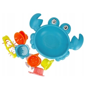 Jucarie pentru baie, in forma de Crab, cu alte 5 jucarii interioare, copii 3 ani+, plastic, 21x30x5 cm, albastru/roz - Img 5