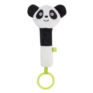 Jucarie pentru dentitie sub forma de panda, Pentru bebelusi si copii 0+ ani, Cu zornaitoare