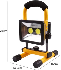 Lampa de lucru tip proiector cu 2 LED-uri COB, Putere 50W, 3 Acumulatori inclusi - Img 6