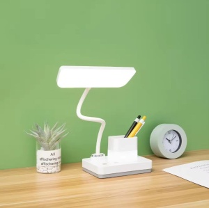 Lampa LED model 1945 pentru birou 4W, cu suport pixuri, reglabila, 3 moduri de iluminare, dimabila, alb - Img 2