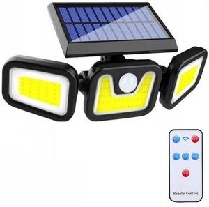 Lampa solara 103 COB LED, Putere 120 W, Senzor de lumina si miscare, Telecomanda cu functii multiple