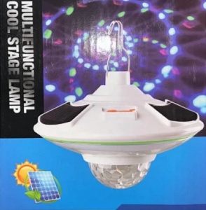 Lampa solara cu LED alb rece si glob rotativ disco 21 cm HB5509 - Img 3