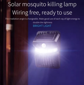 Lampa solara de perete 2 in 1, cu sistem anti tantari, Lumina alba si violet - Img 2