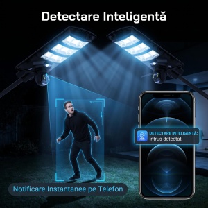 Lampa solara stradala 300W cu camera de supraveghere integrata, Conectivitate 4G LTE cu Cartela SIM, Vedere nocturna, Detectare miscare - Img 5