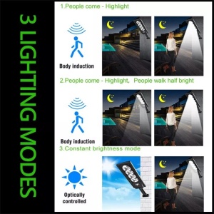 Lampa solara stradala cu telecomanda, Jortan, 150W, 90 COB LED, IP65, senzor miscare, 6500k, 1000lm, 51.6x15.5x34cm, negru - Img 7